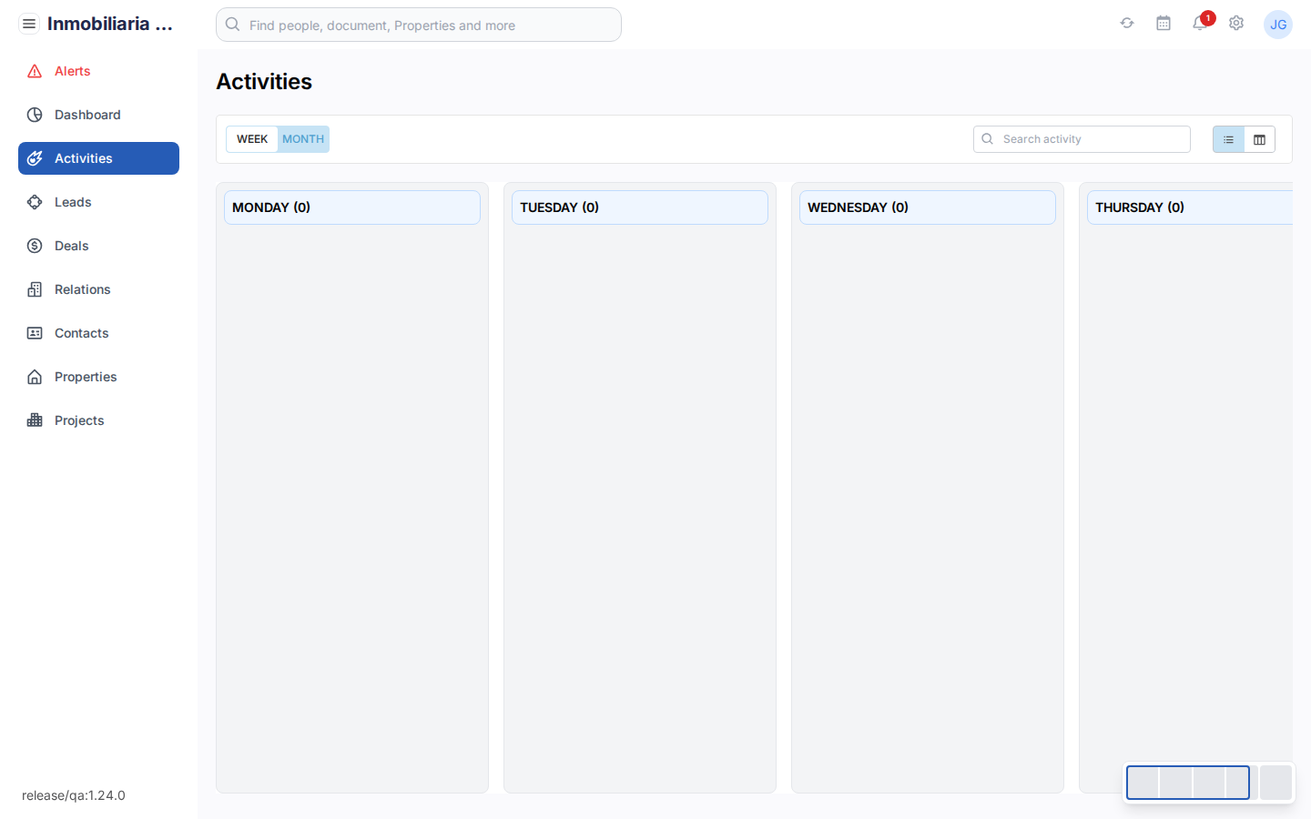 Activiteitenoverzicht in Tesoro CRM