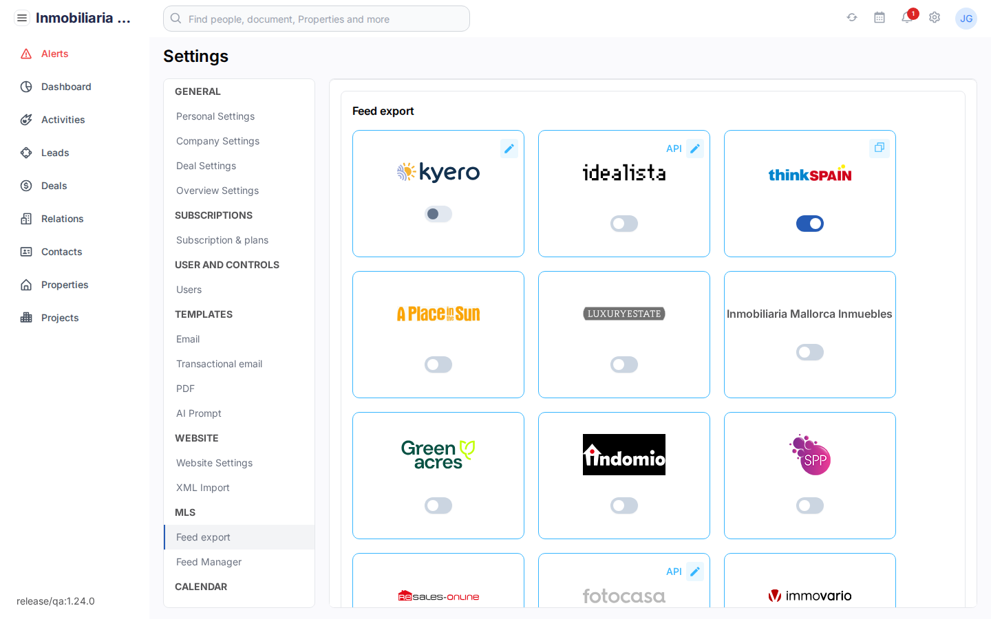 De Feed Export portaallijst in Tesoro CRM