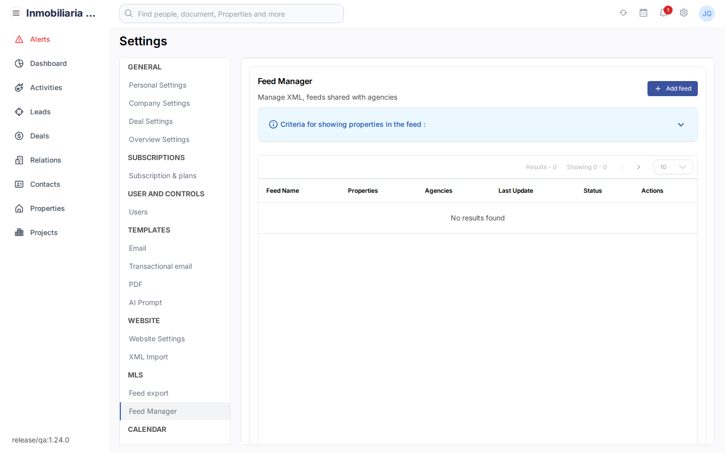 Feed Manager in Tesoro CRM